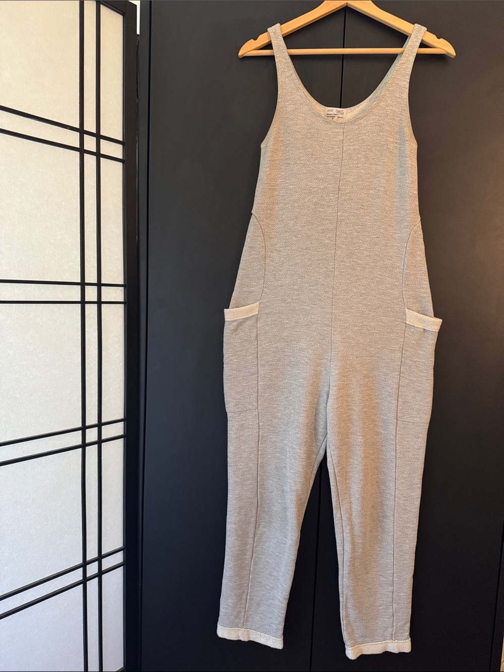 Only Hearts Light Gray Textured Jumpsuit with Side Pockets